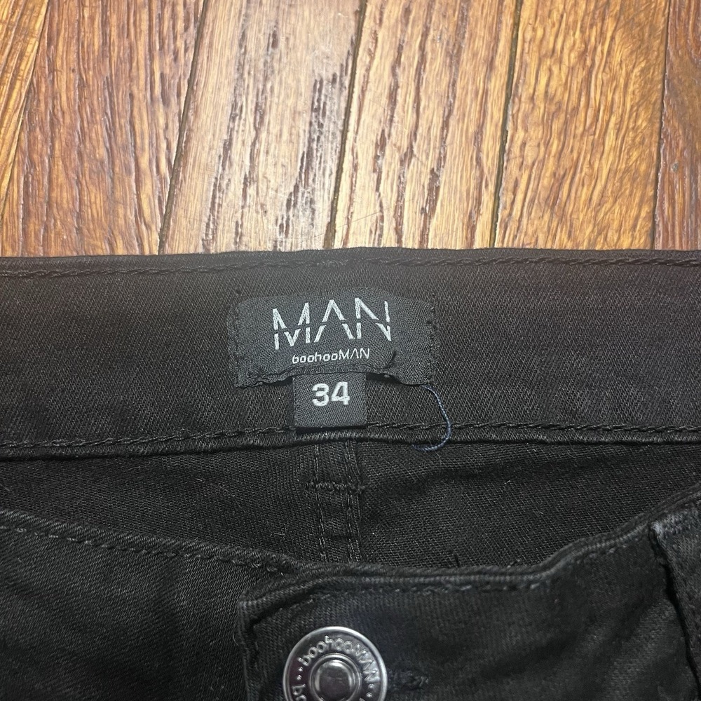 BoohooMAN Black Skinny Jeans Stretch Denim Pants Men's Size 34x33 - Picture 5 of 10